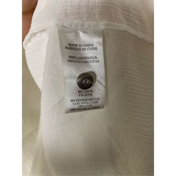 HELMUT LANG Women's MIST CRINKLE COTTON Belted Tunic Top OPTIC WHITE Large - Picture 5 of 8